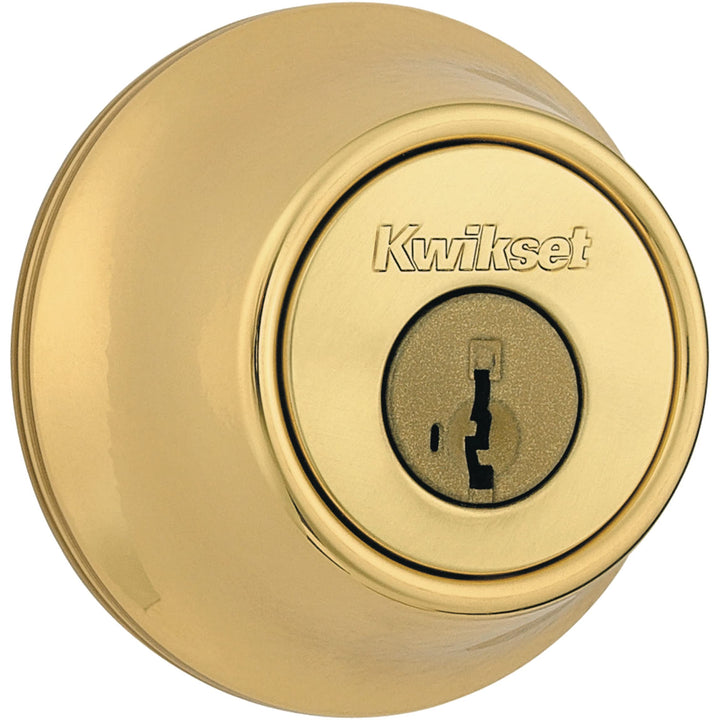 Kwikset 96600-573 Einzylinder-Riegel, poliertes Messing, 660, mit SmartKey-Sicherheit, rund
