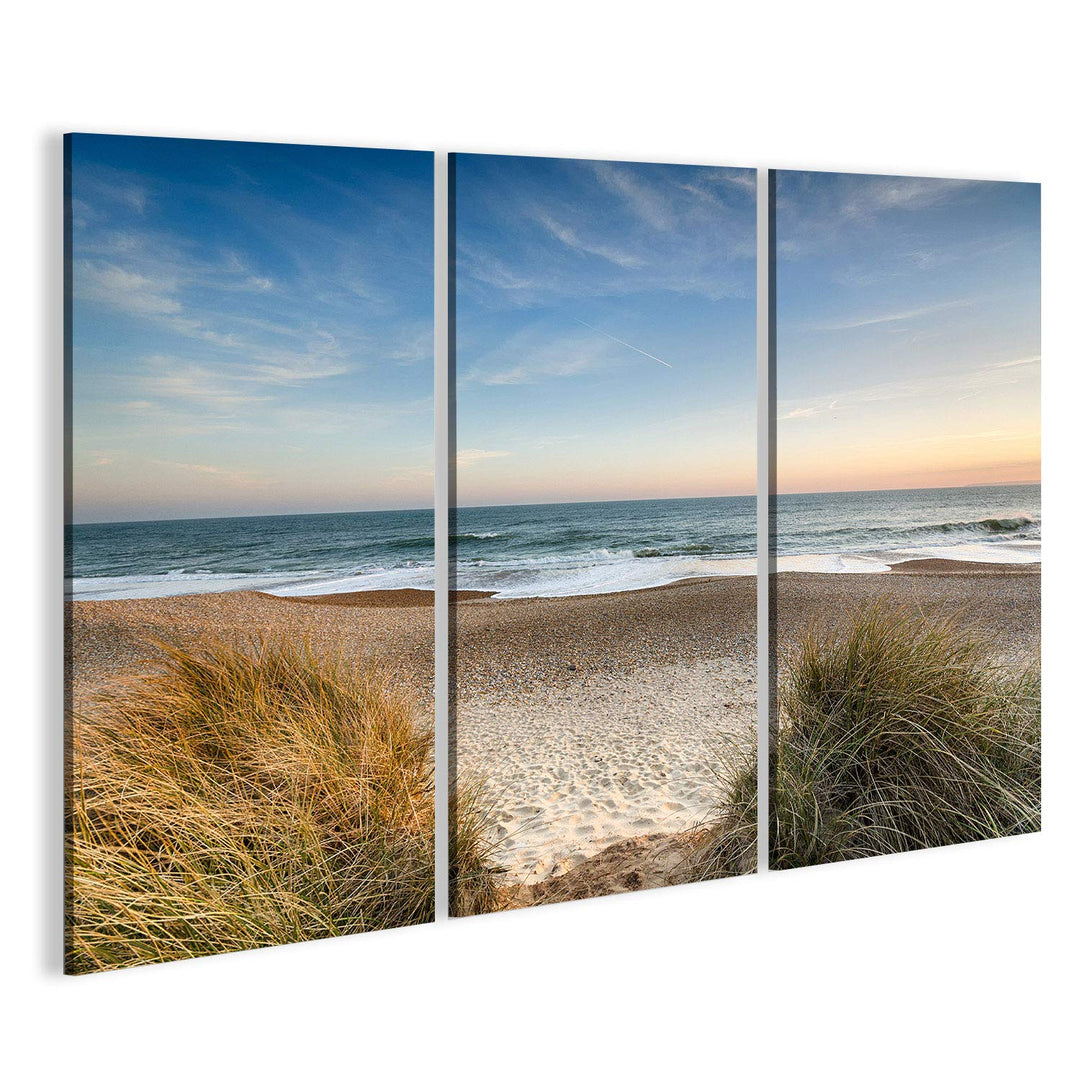 Bild auf Leinwand Strand Meer Sand Nordsee Poster, Leinwandbild, Wandbilder 130x80 3-teilig, 130x80