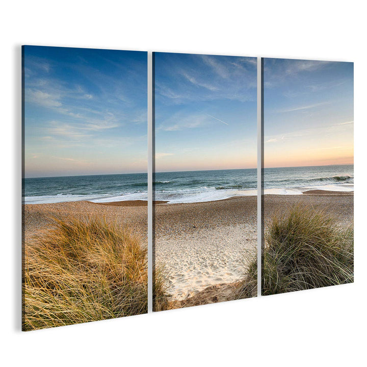 Bild auf Leinwand Strand Meer Sand Nordsee Poster, Leinwandbild, Wandbilder 130x80 3-teilig, 130x80