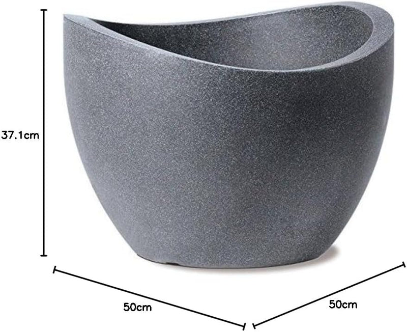 Scheurich Wave Globe, Pflanzgefäss aus Kunststoff, Schwarz-Granit, 50 cm Durchmesser, 37,1 cm hoch,
