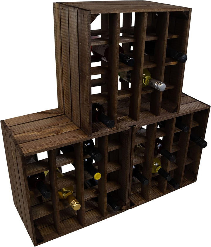 Kistenkolli Altes Land Weinregal 16er dunkel Masse 40x40x27cm Regalkiste Flaschenablage Apfelkiste/W
