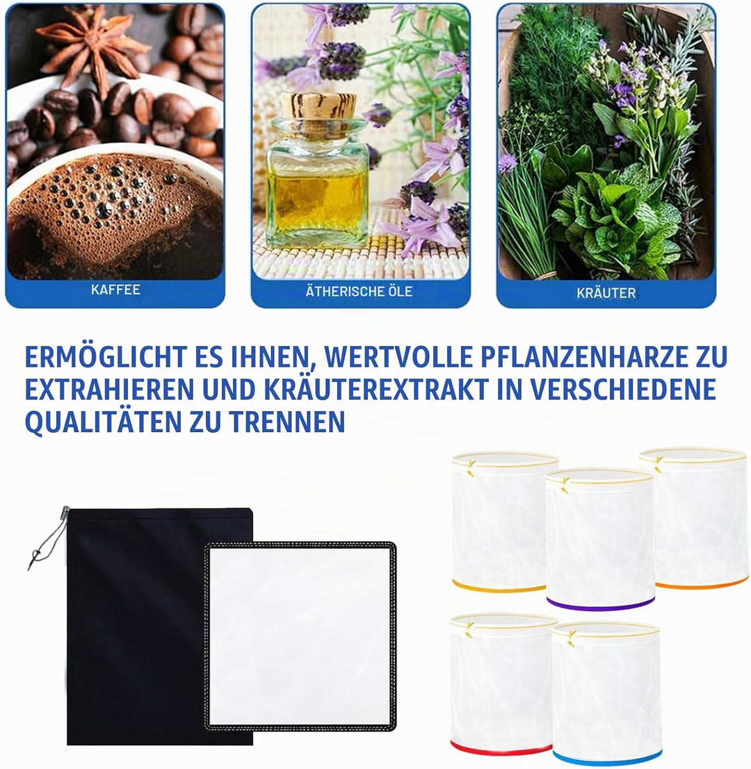 Bubble Bags, Bubble Hash Bag Set 1 Gallonen 5 Beutel Set, Presssieb und Aufbewahrungsbeutel Kit für