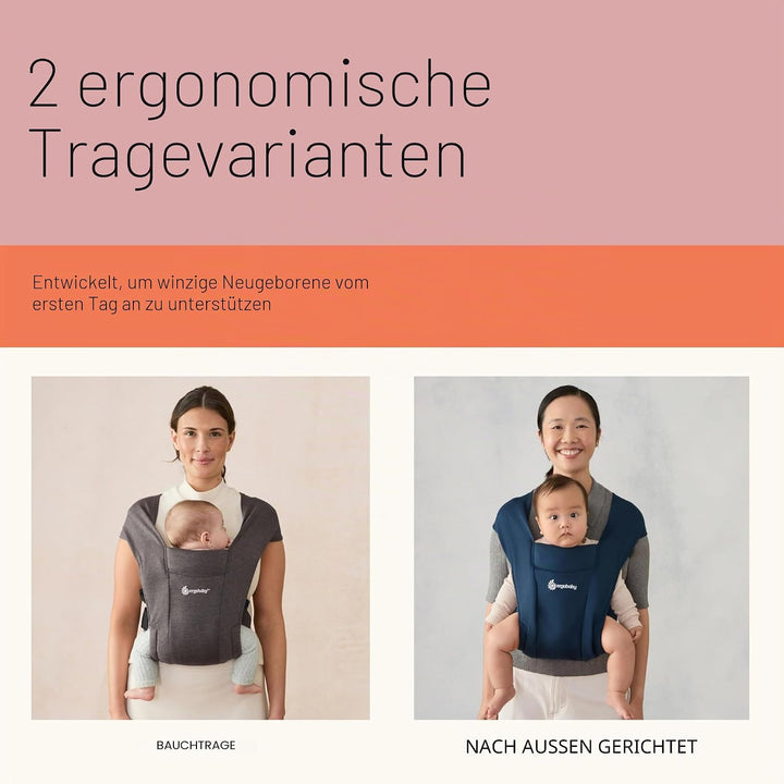 Ergobaby Babytrage für Neugeborene ab Geburt Extra Weich, Embrace Bauchtrage Baby-Tragetasche Ergono