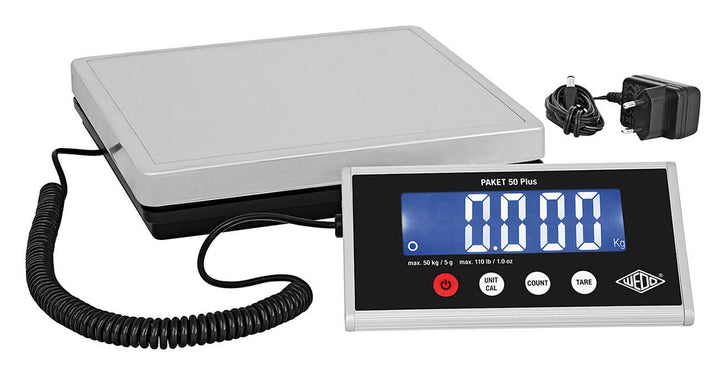 Wedo 507605005 Paket-Waage mit Zählfunktion 50 Plus inkl. Netzgerät, 50kg/ 5g 50kg/5g, 50kg/5g