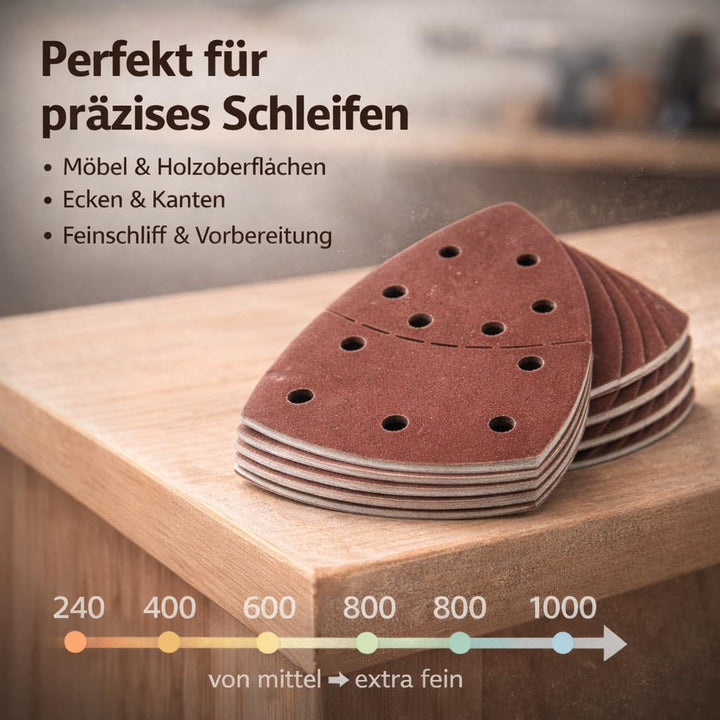 Schleifpapier Dreieckschleifer | Schleifpapier Multischleifer | 240-1.000 Körnung | je 20x Blatt | 1