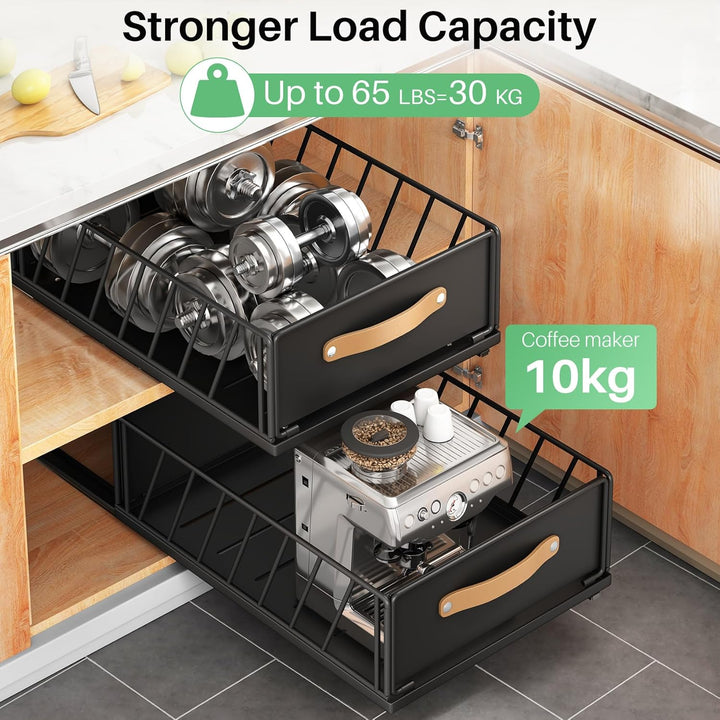 Kitstorack Teleskopschublade, Ausziehbare Schublade für Kabinett Metall Slide Out Organizer mit Grif