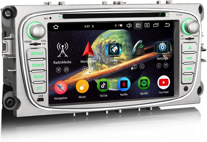 Erisin 7 Zoll 8-Kern 4GB RAM 64GB ROM Android 12 Autoradio 2din mit GPS Navi für Ford Focus Mondeo S