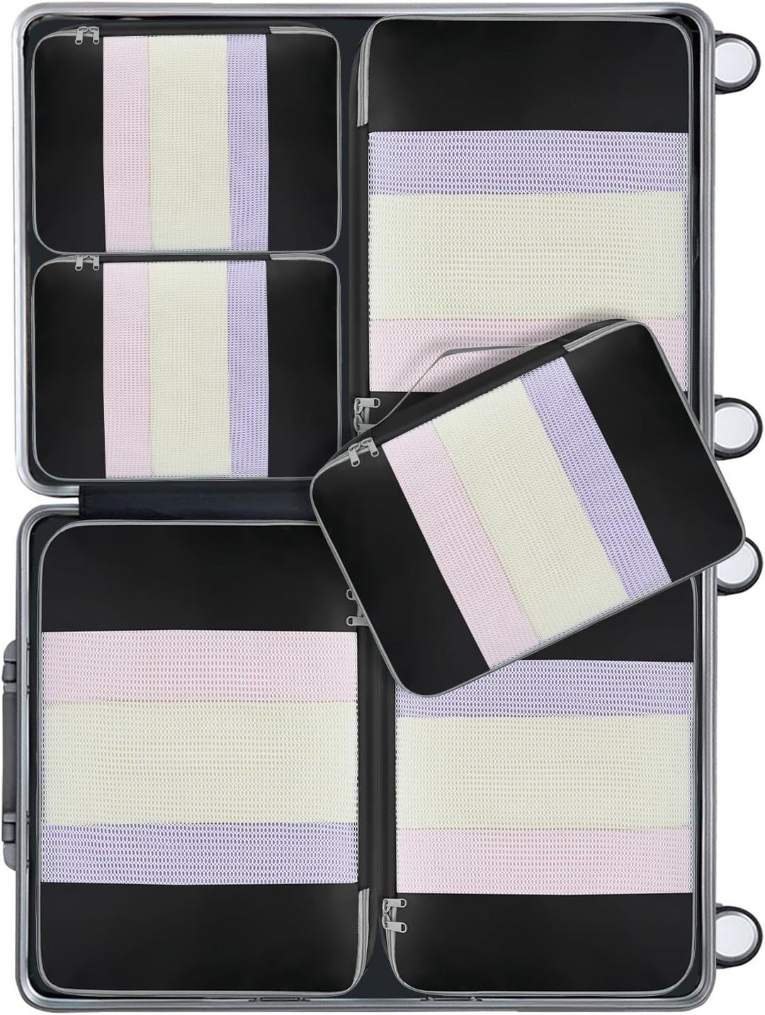 BAGAIL 6er-Set Packwürfel in verschiedenen Grössen Packorganizer für Reisezubehör Gepäck Handgepäck