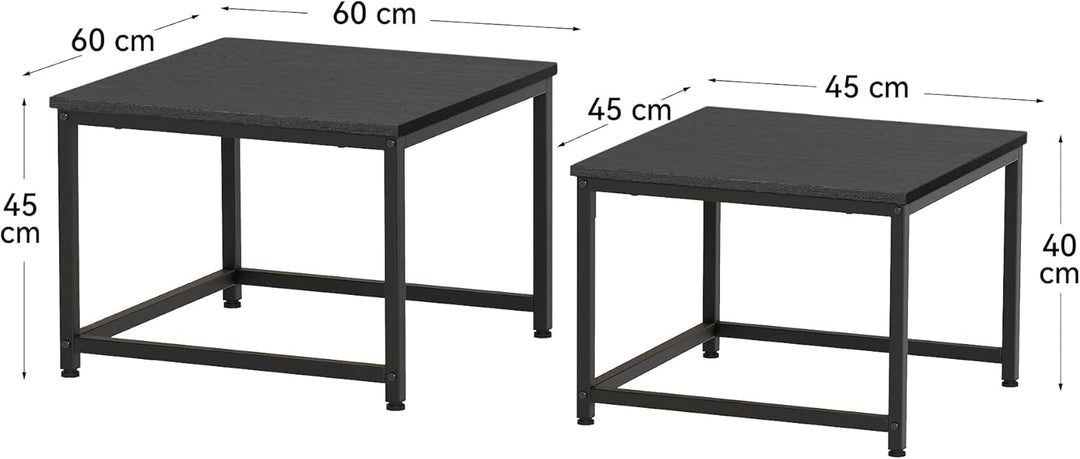 Hawthyhome wohnzimmertisch aus Holz mit Metallrahmen, Quadratisch couchtisch 2er Set & Moderner Beis