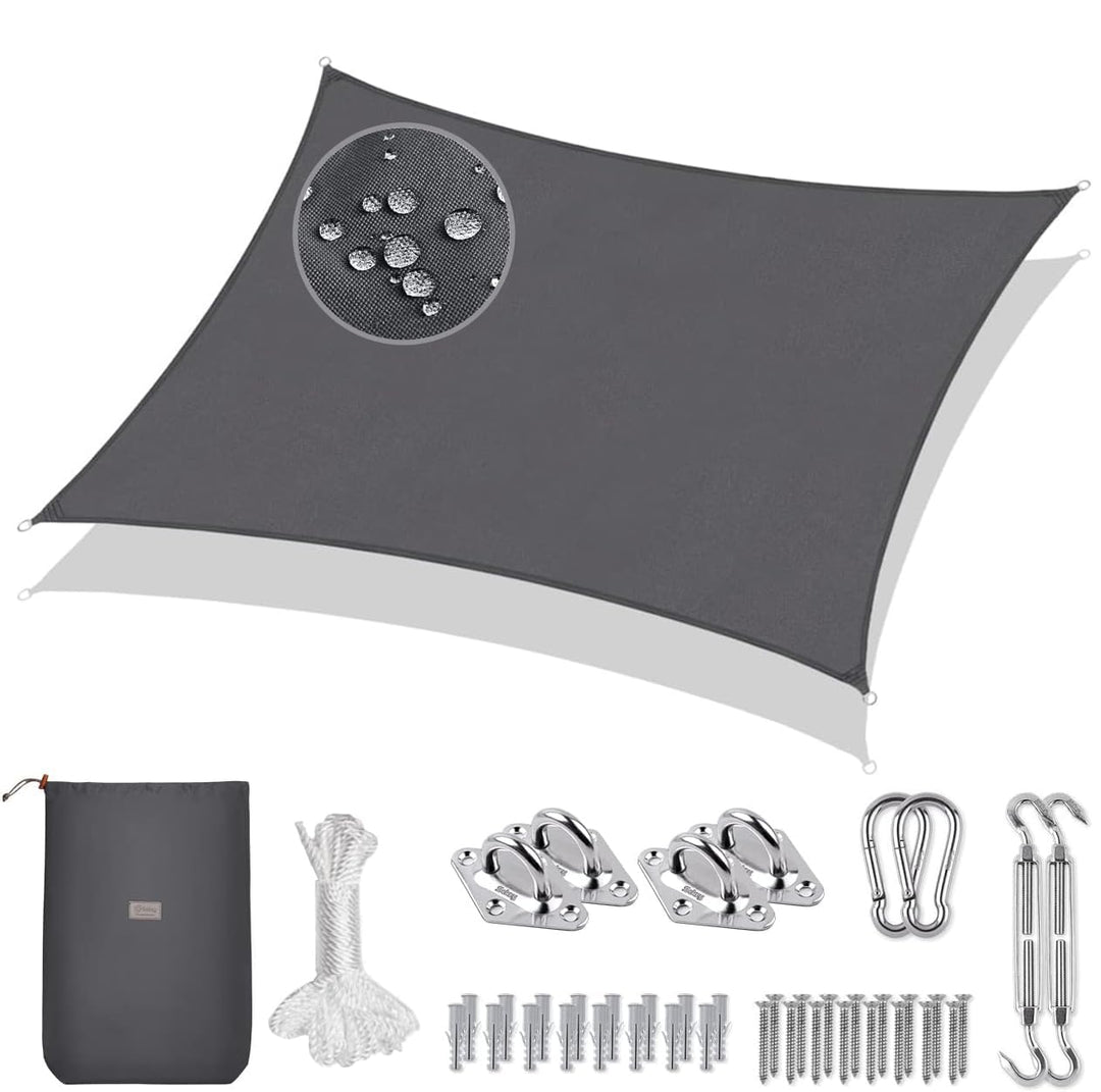 Sekey Sonnensegel Wasserdicht 2x3m Rechteckig mit Edelstahl Befestigungs Kit PES Polyester, Sonnensc