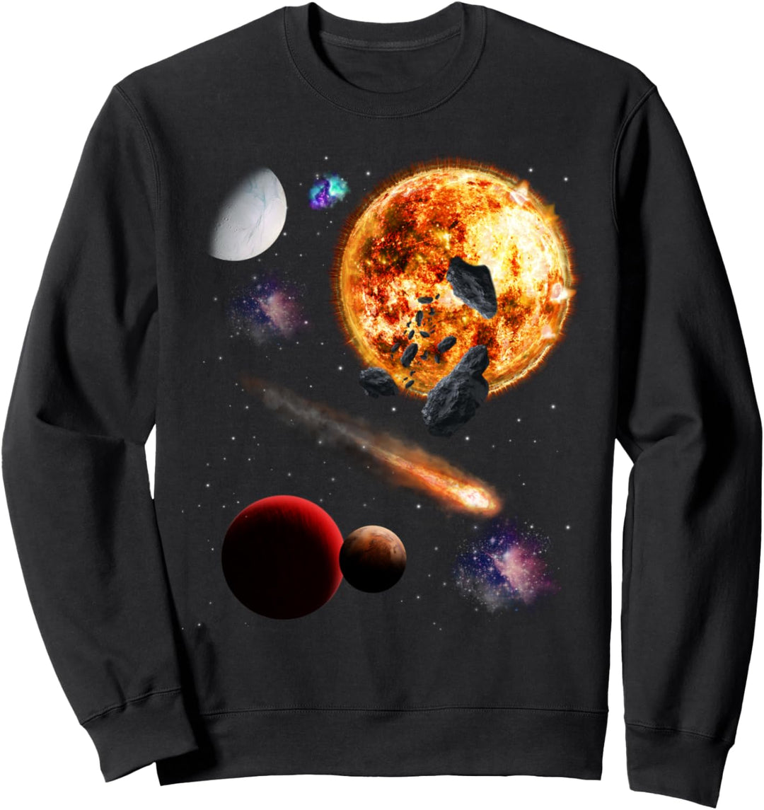 Weltraum Motiv Universum Galaxie Planeten Sonne Sonnensystem Sweatshirt