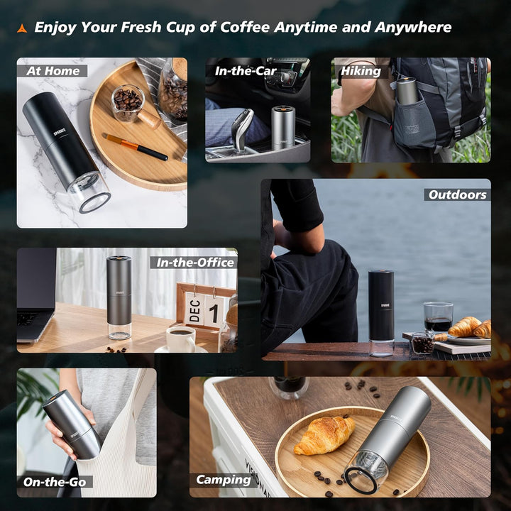 Tragbare elektrische Kaffeemühle, wiederaufladbare kabellose Handmühle mit konischem Frässtift aus E