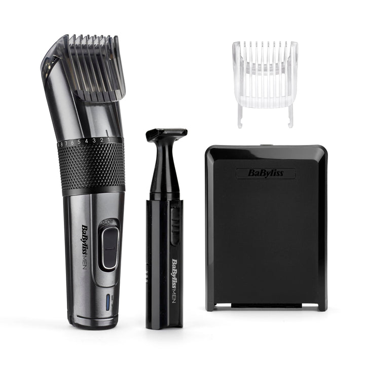 BaByliss Men Carbon Titanium Akku Haarschneider für Kopf- und Barthaare 26 Schnittlängen 0, 5mm-25mm