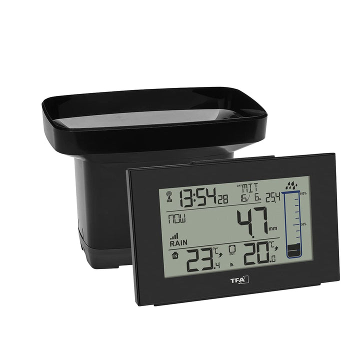 TFA Dostmann 47.3006 Splash digitaler Funk-Regenmesser Niederschlagsmesser (schwarz), Schwarz