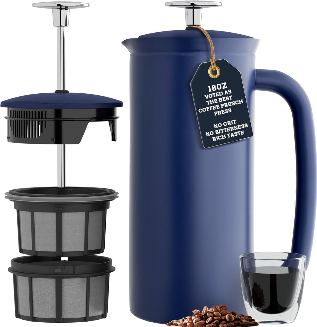 ESPRO - P7 French Press - Double Walled Stainless Steel Insulated Coffee and Tea Maker with Micro-Fi
