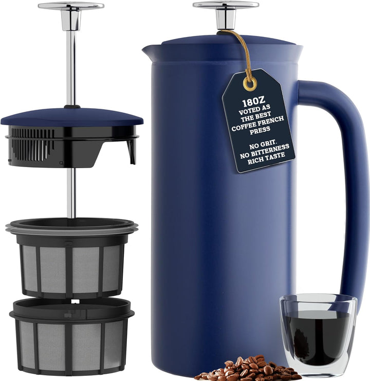 ESPRO - P7 French Press - Double Walled Stainless Steel Insulated Coffee and Tea Maker with Micro-Fi