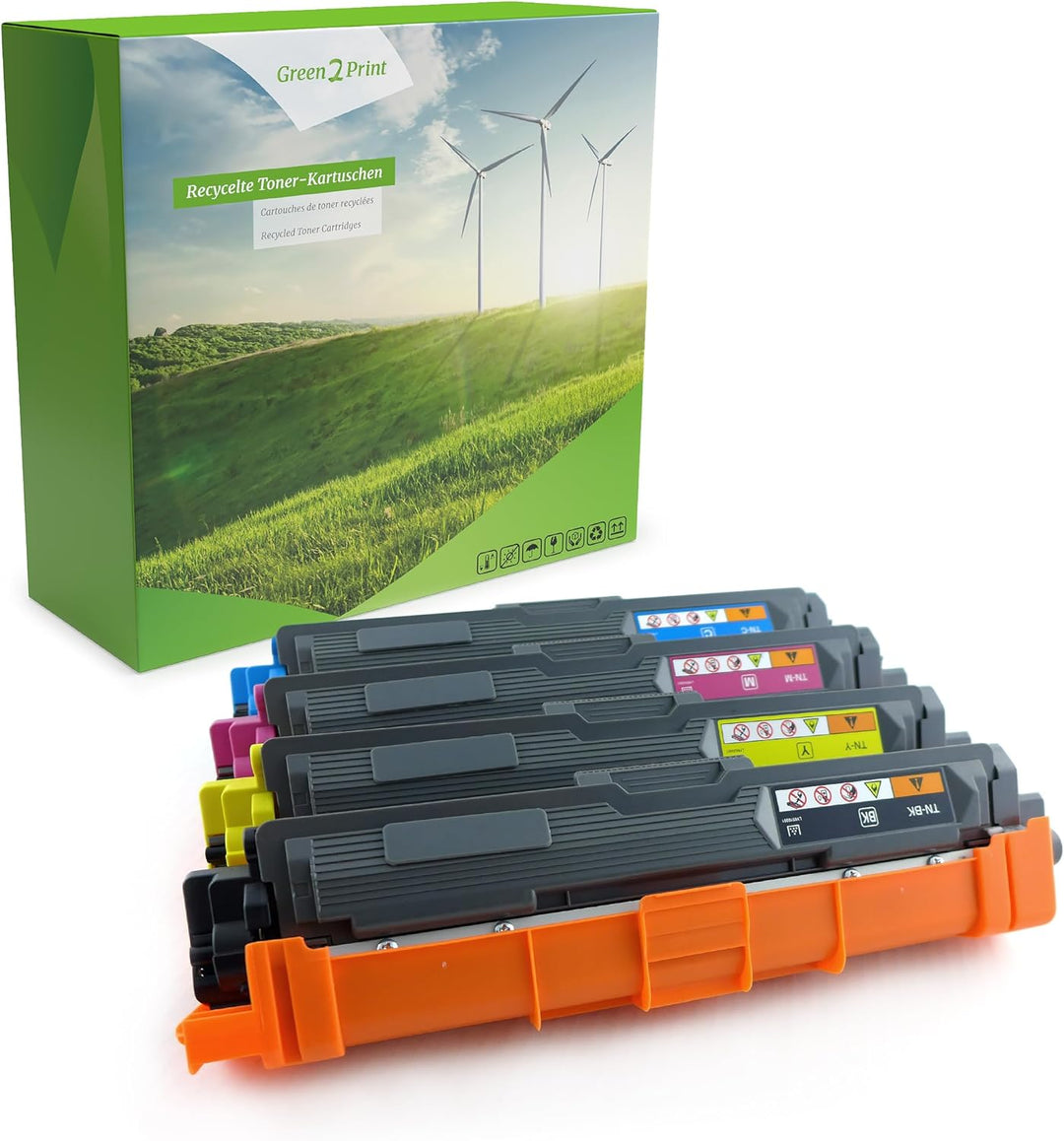 Green2Print Toner Toner-Set, 4 Kartuschen 1x 2500, 3X 2200 Seiten passend für Brother DCP9017CDW, DC