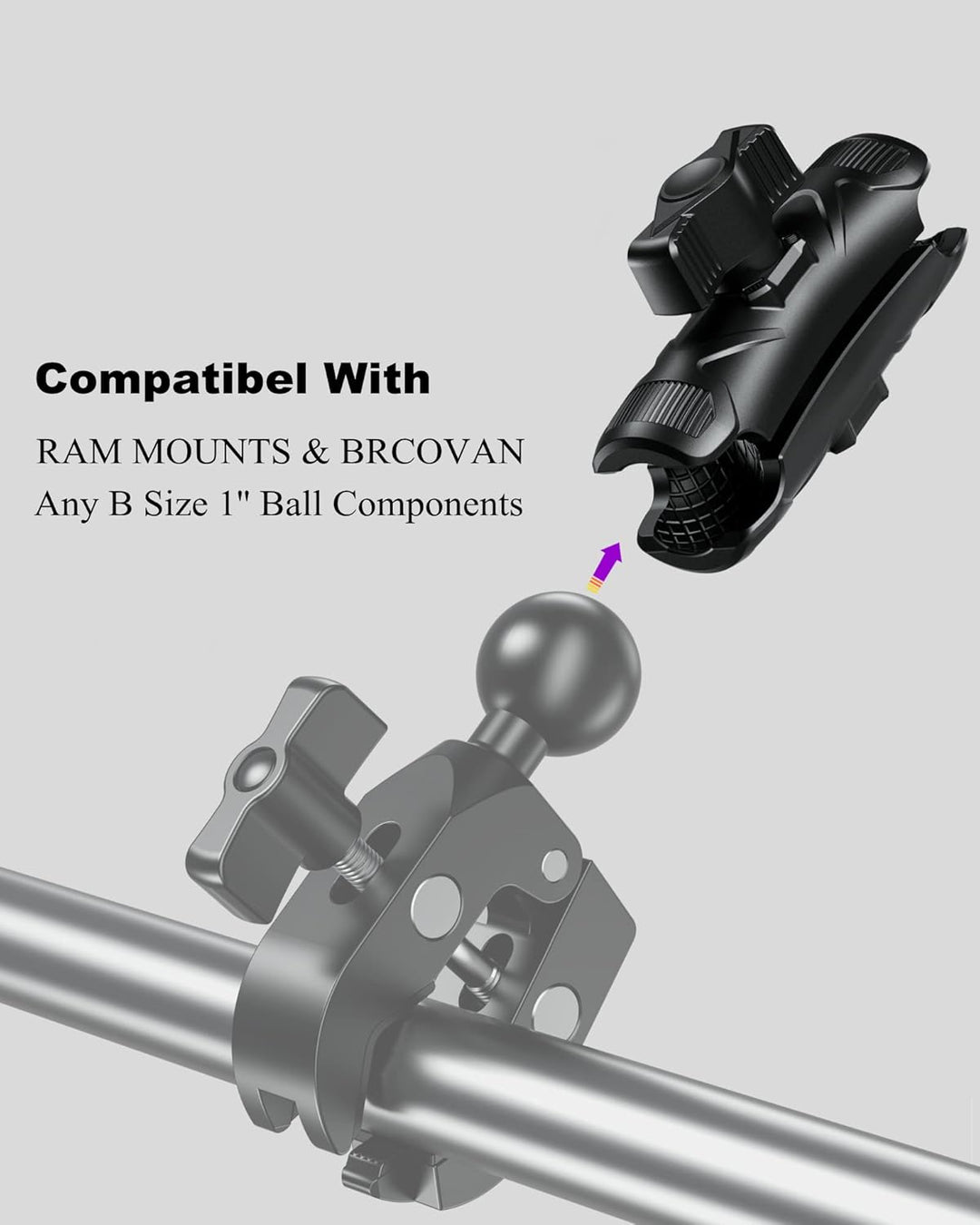 BRCOVAN 2St, Hochfester Verbundstoff Doppelsockelarm (Mittlerer Arm) Kompatibel mit RAM Mounts B Grö