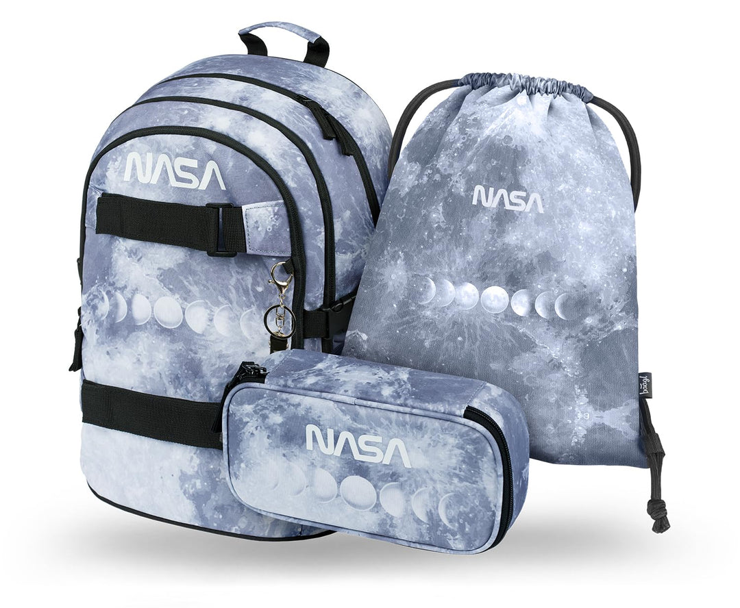 Baagl Schulrucksack Set Jungen Mädchen 3 Teilig, Schultasche ab 3. Klasse, Grundschule Ranzen mit Br