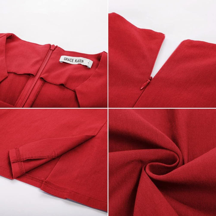 GRACE KARIN Bleistiftkleid für Damen, Vintage-Stil der 50er-, 60er-Jahre, figurbetont, Flügelärmel M