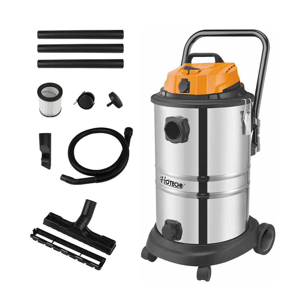 Hoteche 1200W Nass-Trockensauger - 40L Metallbehälter, 1.4m³/min Luftstrom, 15KPa Saugkraft, mit Bla