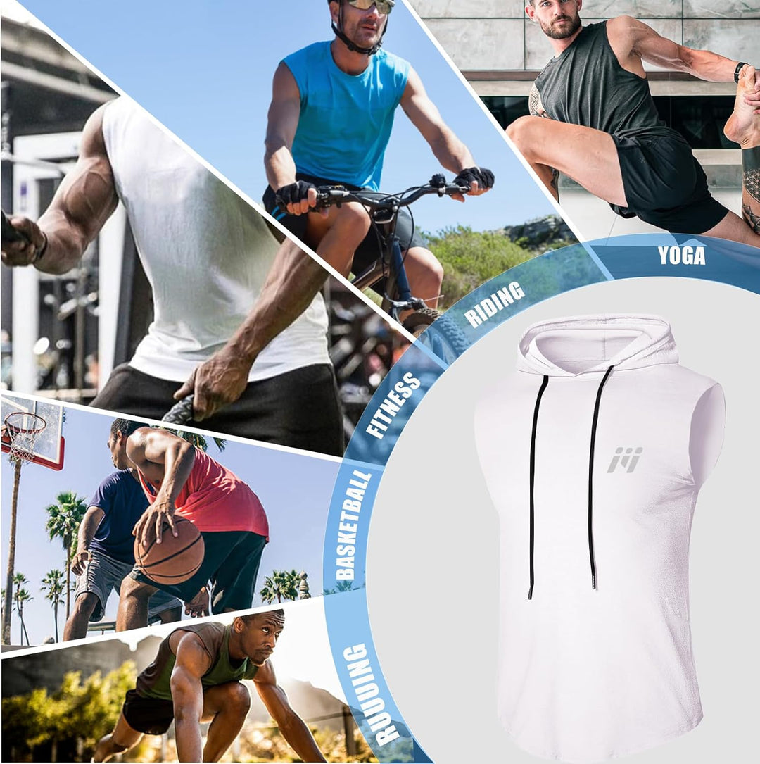MEETWEE Herren Tank Top, Sportshirt mit Kapuze Ärmelloses Muskelshirts Fitness Sleeveless Shirt Atmu