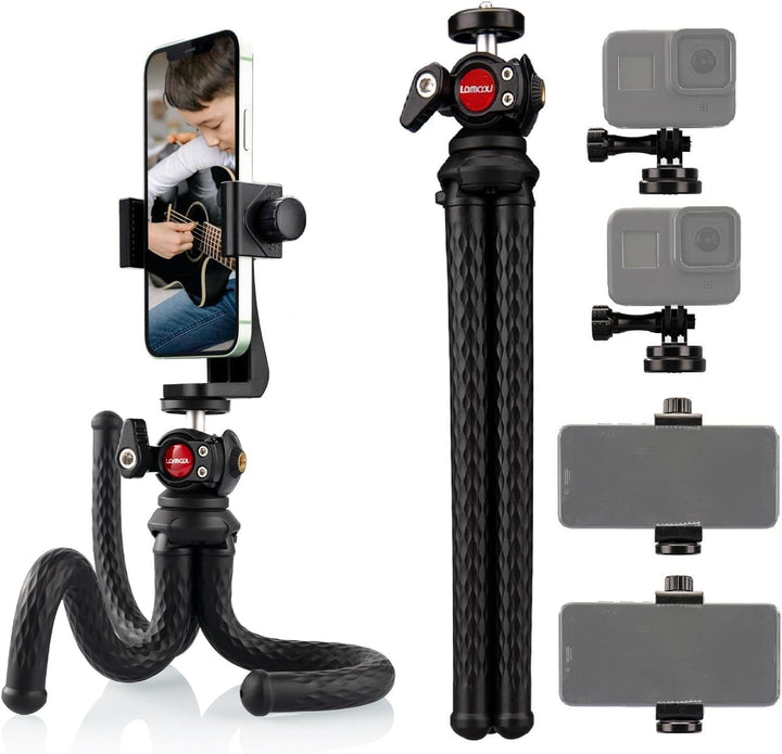 Lammcou Handy Stativ, Flexibel Stativ für Smartphone mit Voll Schwenkbar Kugelneiger & Vertikale und
