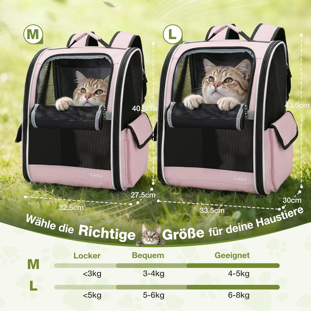 Lekesky Katzen Rucksack Hunderucksack für Mittel/Kleine Haustiere(2-8KG), KatzenRucksack mit Netzfen