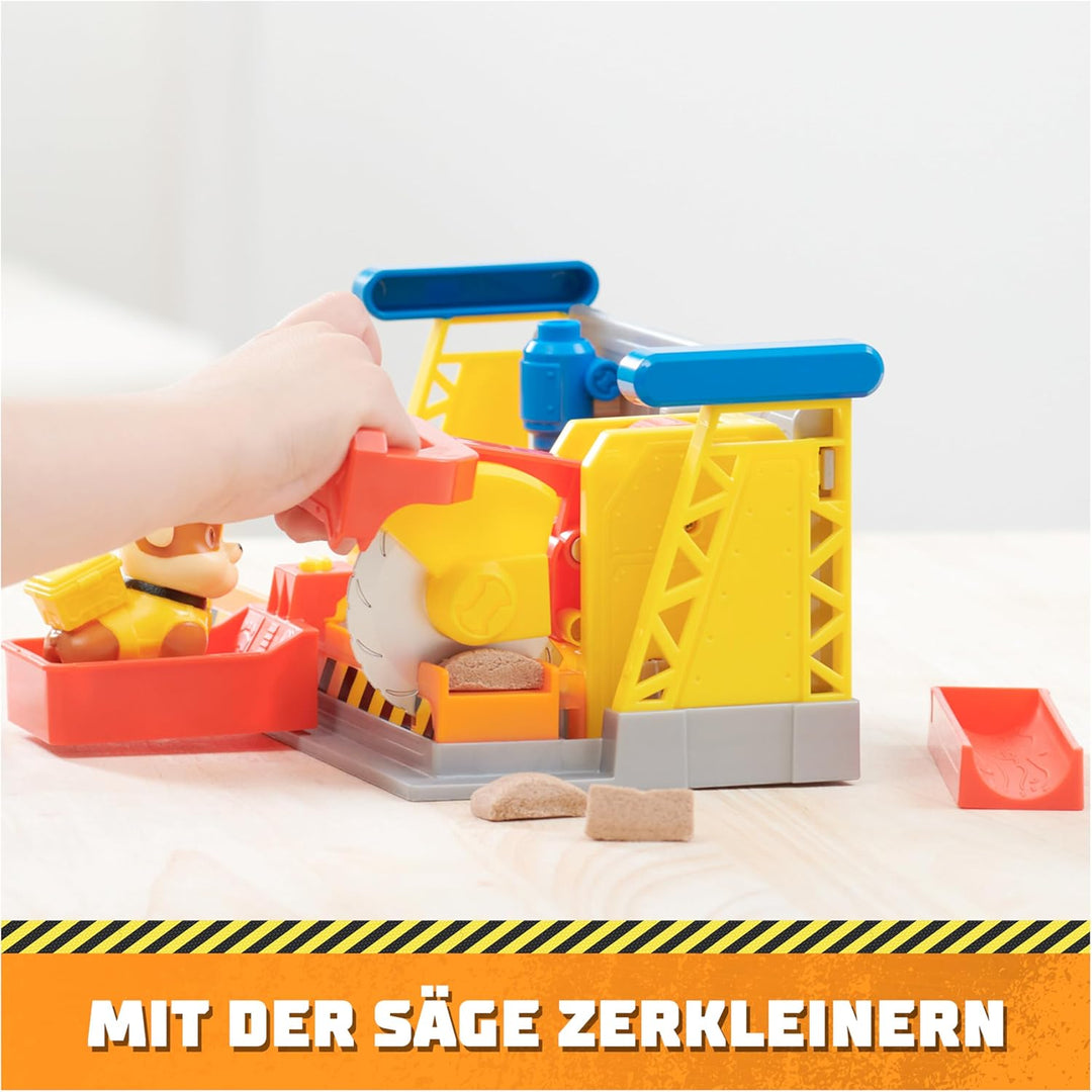 Rubble & Crew - Werkstatt Spielset mit 2 Werkzeug-Aufsätzen, 1 Rubble Hundefigur, 85g Kinetic Sand B