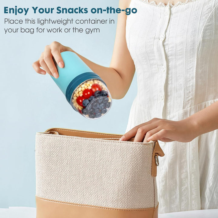 Müslibecher to Go 600ml+270ml,Joghurtbecher to Go Kinder mit Löffel,Müsli Cup to Go Becher,Cornflake