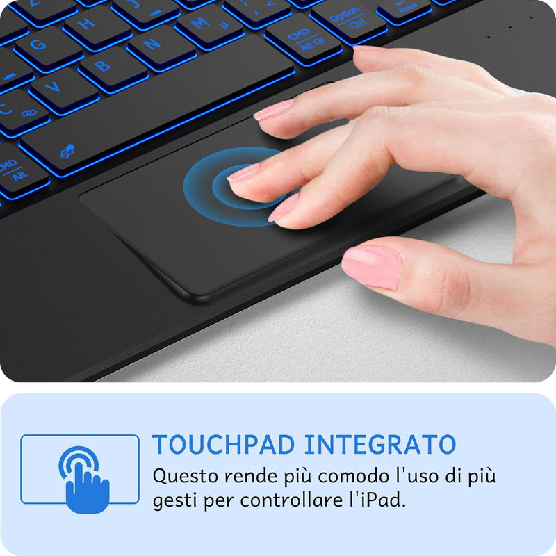 CACOE Hülle Tastatur Kompatibel mit Lenovo Tab M11 TB330 2024 Tastatur mit Touchpad, 7-Farbige Beleu