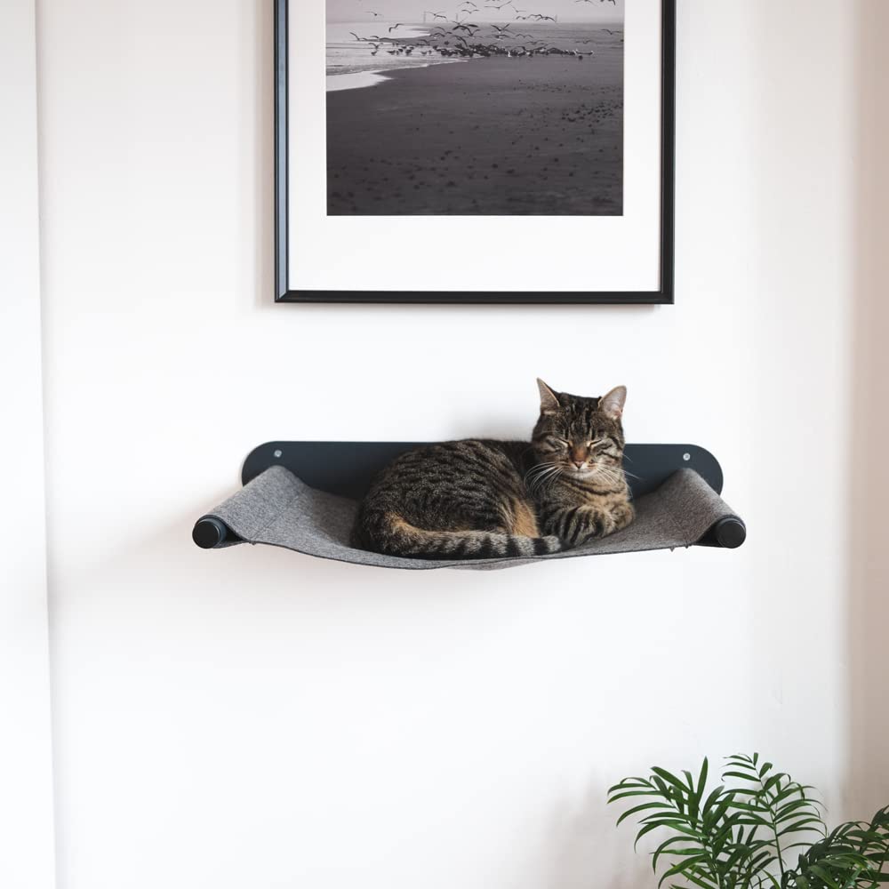 LucyBalu® Katzenhängematte mit natürlichem Filz | Hängematte für Katzen als Katzenbett an der Wand I