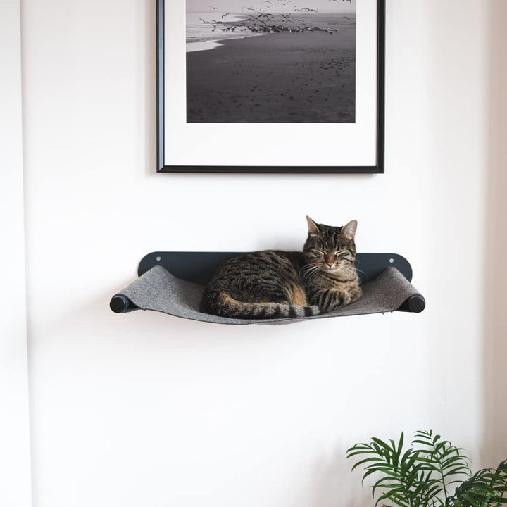 LucyBalu® Katzenhängematte mit natürlichem Filz | Hängematte für Katzen als Katzenbett an der Wand I