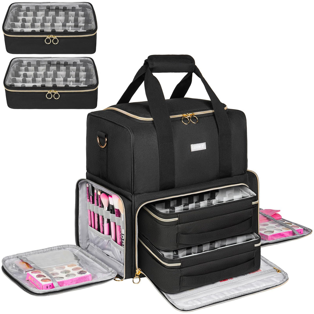 Nagellack Tasche,Doppelschichtige Nagellack Aufbewahrung Organizer Tasche für 80 Flaschen (15 ml) un