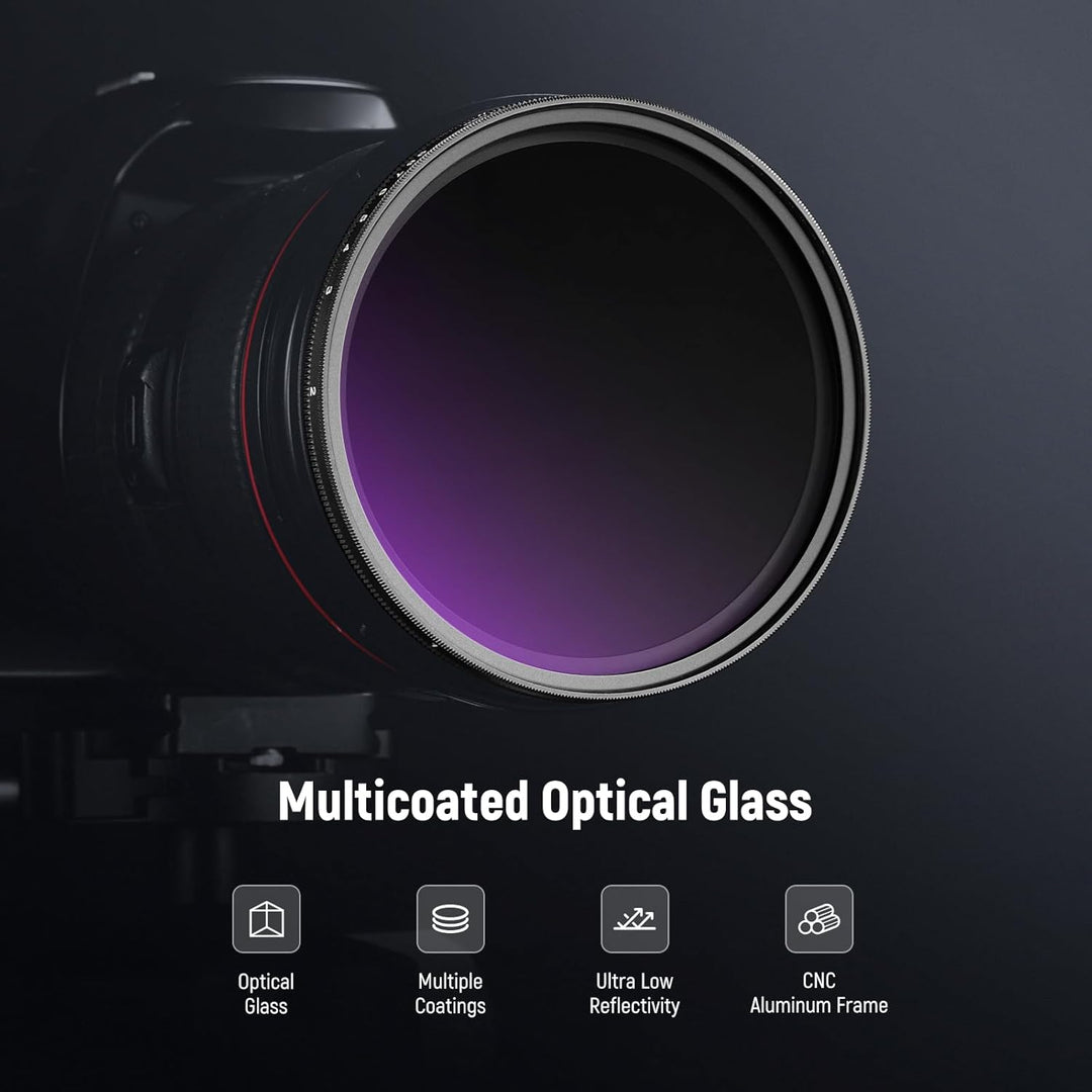 NEEWER 58mm Variabler ND Filter ND2-400 (1-9 Stop) mit 3X Reinigungstuch, Einstellbarer, drehbarer G
