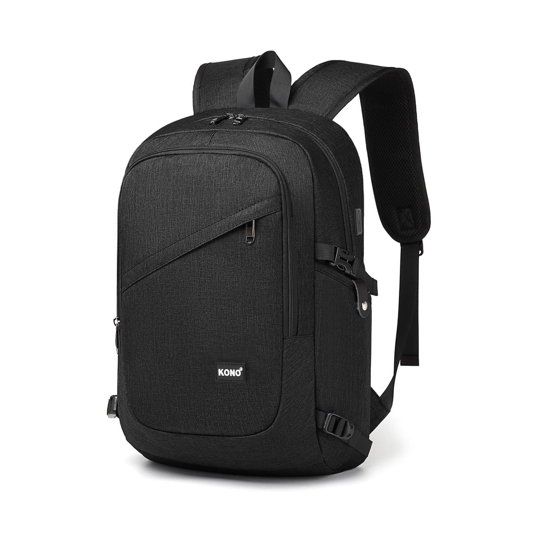 KONO Rucksack Herren, Leicht Laptop Rucksack 17,3 Zoll Anti-Diebstahl mit USB-Ladeanschluss, Schulru