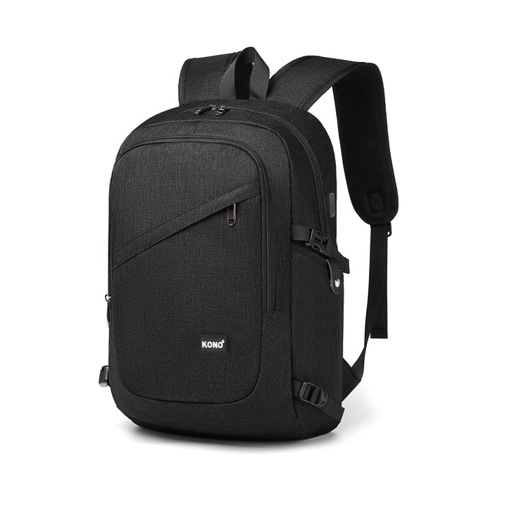 KONO Rucksack Herren, Leicht Laptop Rucksack 17,3 Zoll Anti-Diebstahl mit USB-Ladeanschluss, Schulru