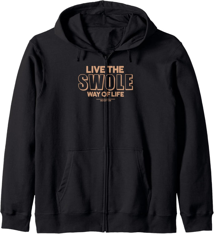 Live the Swole Way Beige Schrift Lustige Fitness Gym Sprüche Kapuzenjacke