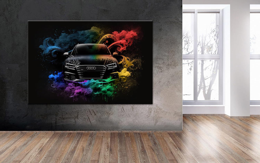 PRINTONIA Leinwandbild 120x80cm Audi A3 A4 A5 A6 Abstrakt Art Sportwagen Automobil Bilder Deko Dekor
