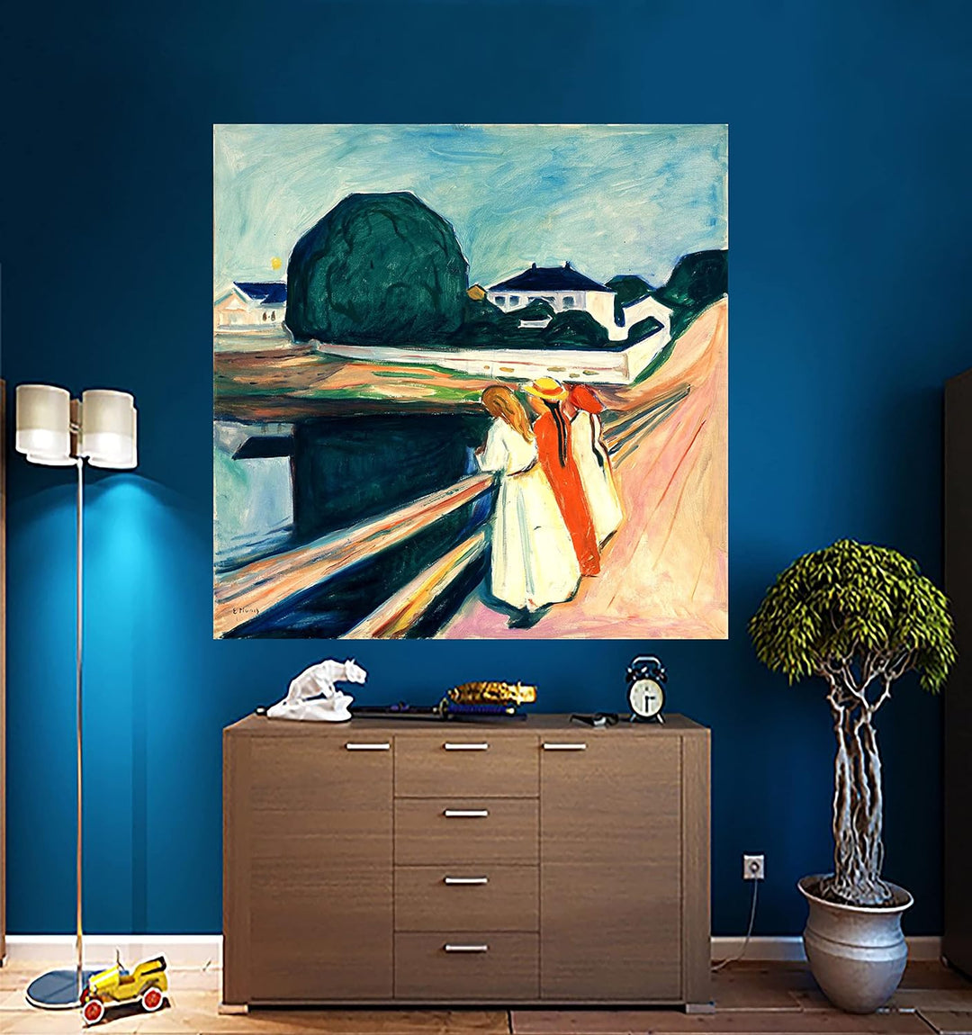 Edvard Munch Leinwanddruck, Mädchen auf der Brücke, HD-Qualität, moderne Bilder für Zuhause, Büro, W