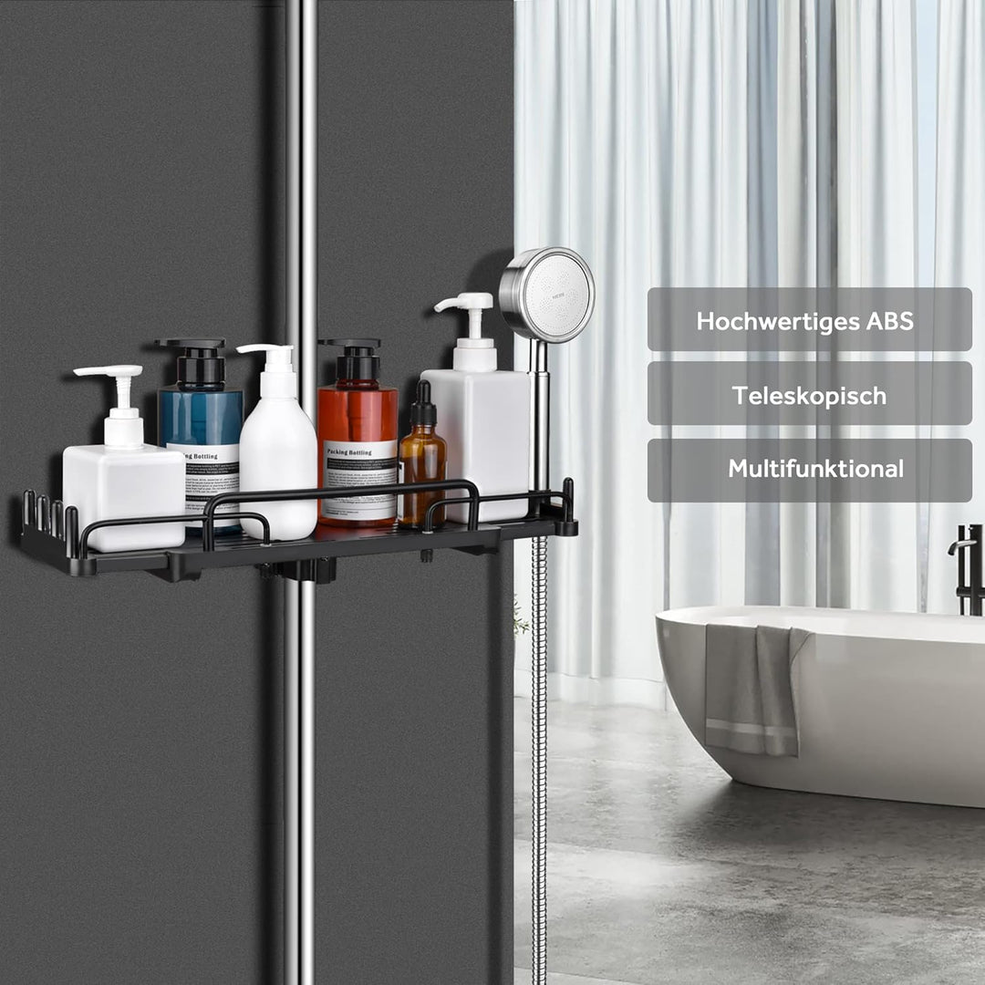 Duschablage Ohne Bohren Teleskopisch 32-48cm, Duschablage zum hängen Badezimmer Organizer, Duschrega