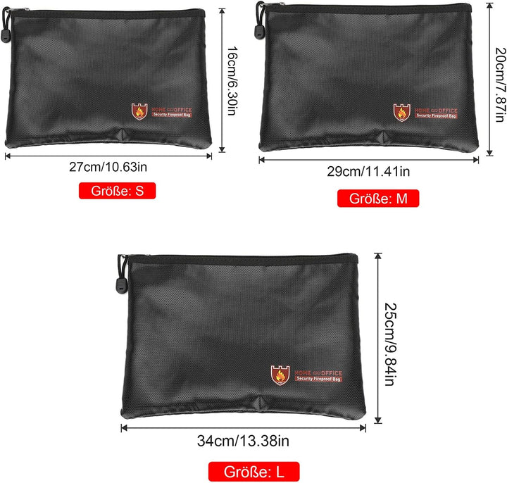 Feuerfeste Dokumententasche 34 x 25 cm, Wasserdichte Feuerbeständige Tasche, Tresor Feuerfest Geldsc