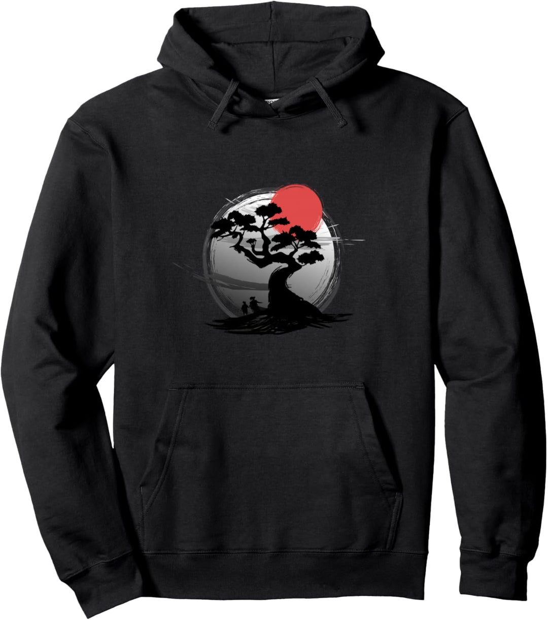 Japan Sonnenuntergang Natur Japanischer Bonsaibaum Pullover Hoodie