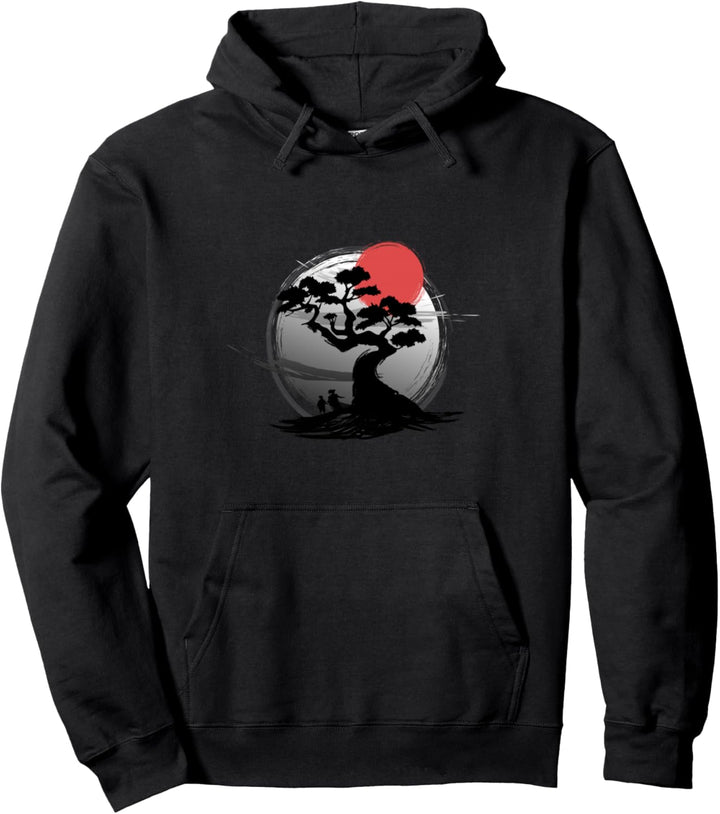 Japan Sonnenuntergang Natur Japanischer Bonsaibaum Pullover Hoodie