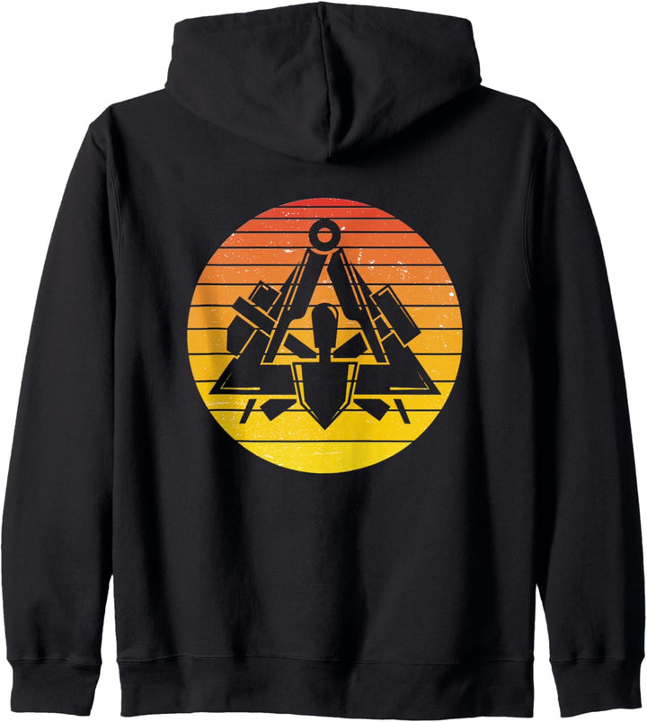 Maurer Zunftzeichen im coolen Retro Stil orange Kapuzenjacke