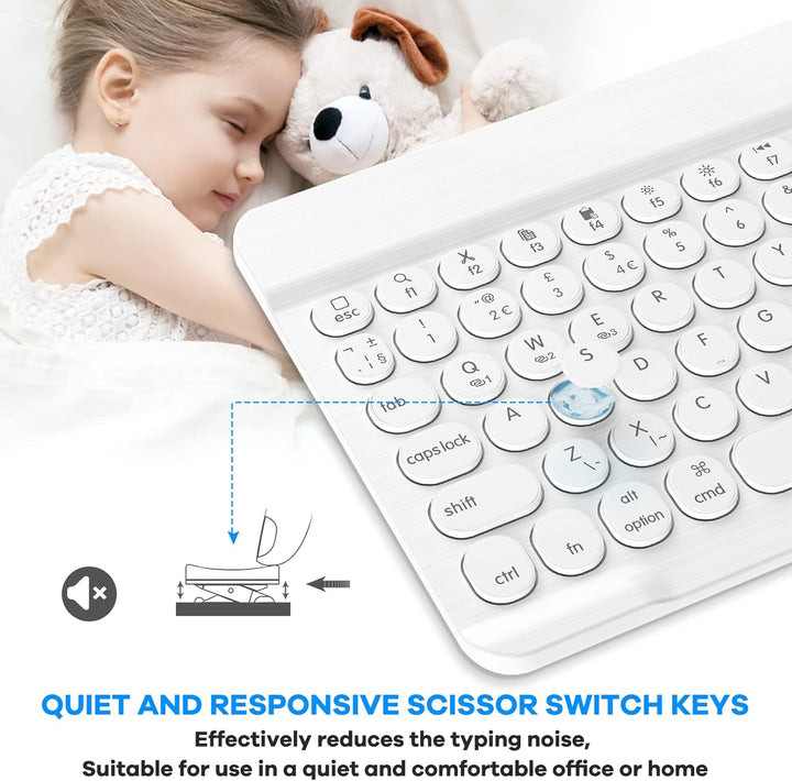 HUOBAO Kabellose Bluetooth-Tastatur, Multi-Geräte-Tastatur mit Hintergrundbeleuchtung für iPad, iPho