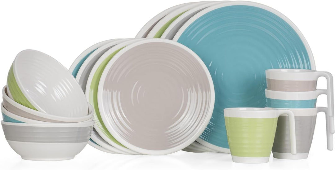 Melamin Camping Geschirr Set 1-4 Personen Harmonie 4-32 Teilig + Gläser Wassergläser Weingläser Cham