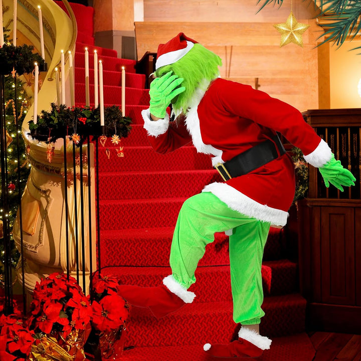 7 Pcs Kostüm Erwachsene Mit Maske,Grün Grosses Monster Kostüm,Weihnachtsmann Nzüge Outfits Halloween