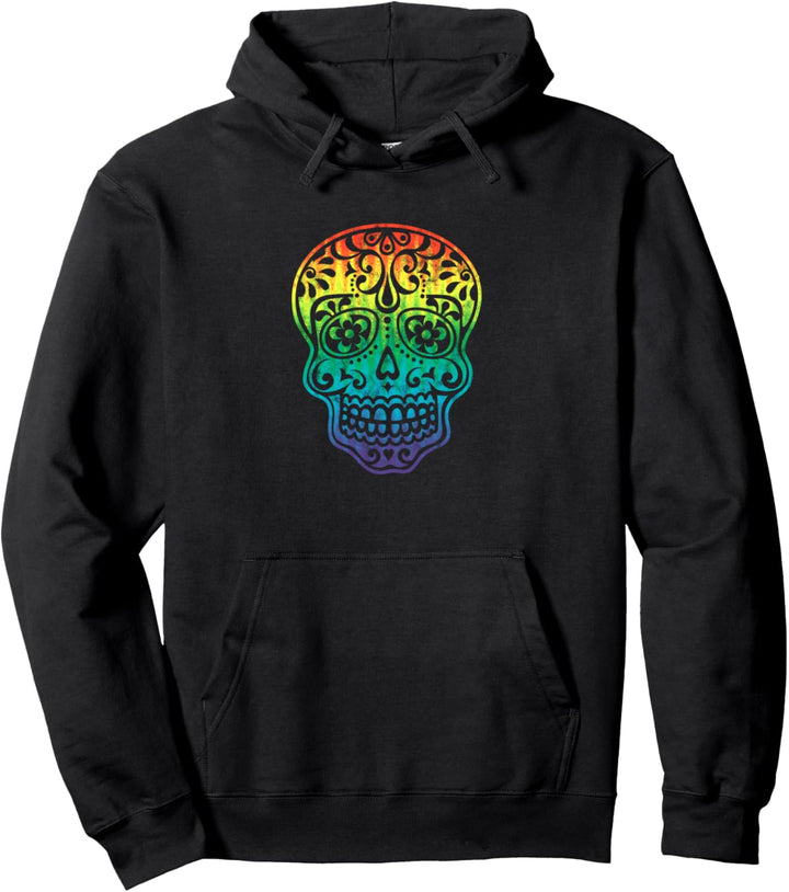 Mexikanischer Schädel Blumen Dia de Los Muertos Kostüm Pullover Hoodie