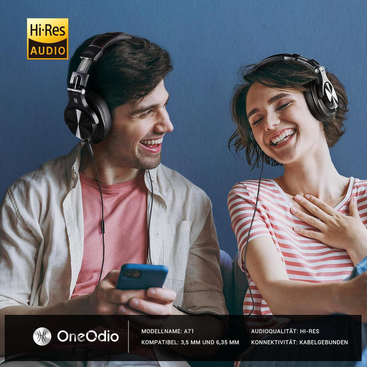 OneOdio Kopfhörer Over Ear, DJ Kopfhörer mit Kabel, Professionell Geschlossener Studio HiFi Kopfhöre
